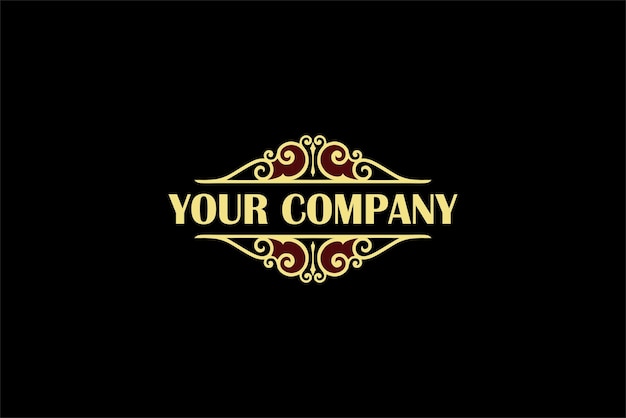 Logotipo de lujo del emblema del monograma adornado retro