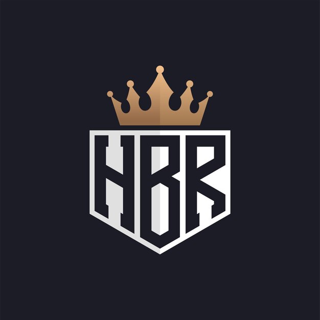 Logotipo de lujo HBR con corona Iniciales elegantes Logotipo de letra HBR para marcas exclusivas Monograma de letra HBER para empresas de alta gama