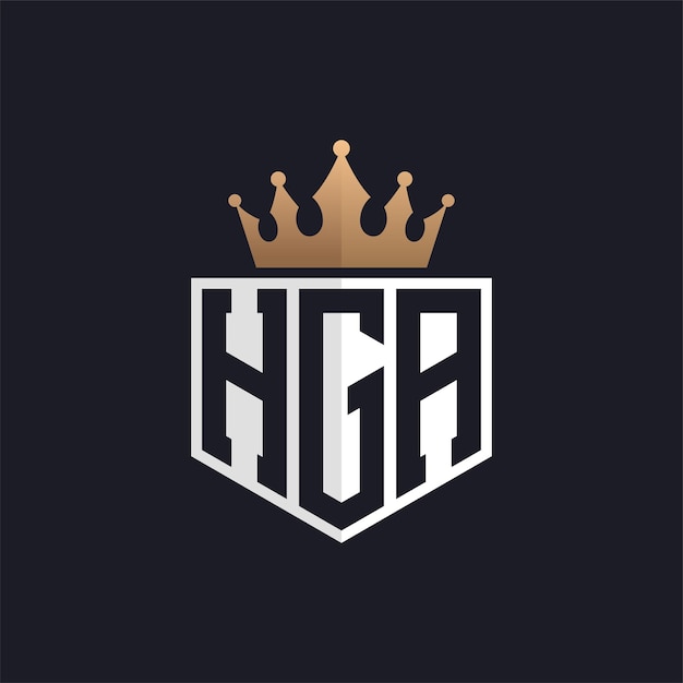 Logotipo de lujo de HGA con corona iniciales elegantes logotipo de letra HGA para marcas exclusivas letra HGA monograma para empresas de alta gama