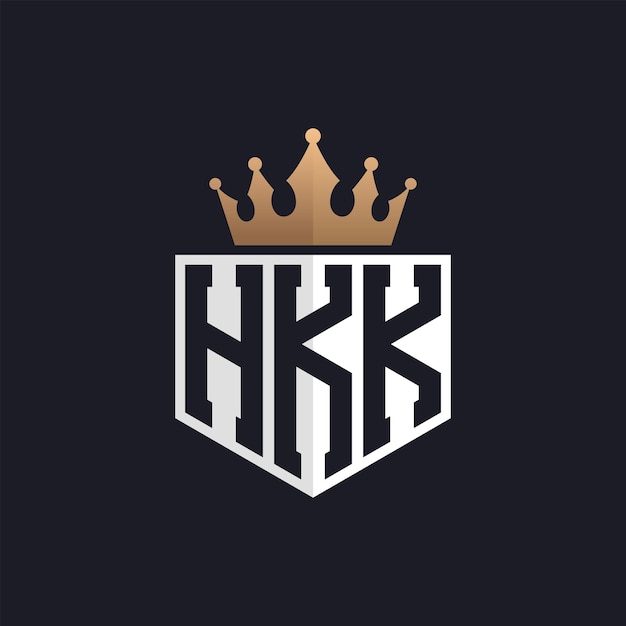 Logotipo de lujo HKK con corona Iniciales elegantes Logotipo de letra HKK para marcas exclusivas Monograma de letra HKP para empresas de alta gama