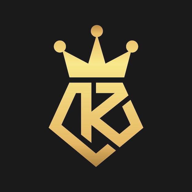 Logotipo de lujo K con corona