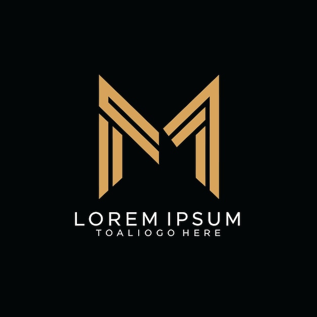 Logotipo de lujo con la letra M dorada