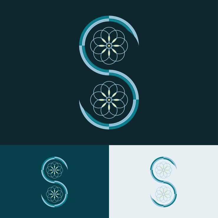 Logotipo de lujo con letra S con flor adecuado para negocios de belleza