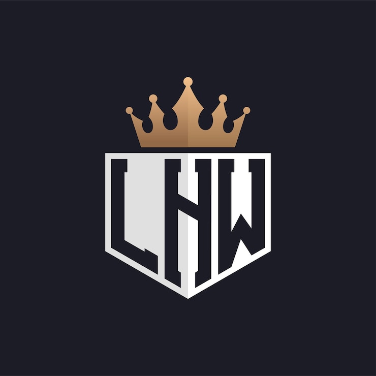 Vector logotipo de lujo lhw con corona iniciales elegantes logotipo de letra lhw para marcas exclusivas monograma de letra l h w para empresas de alta gama