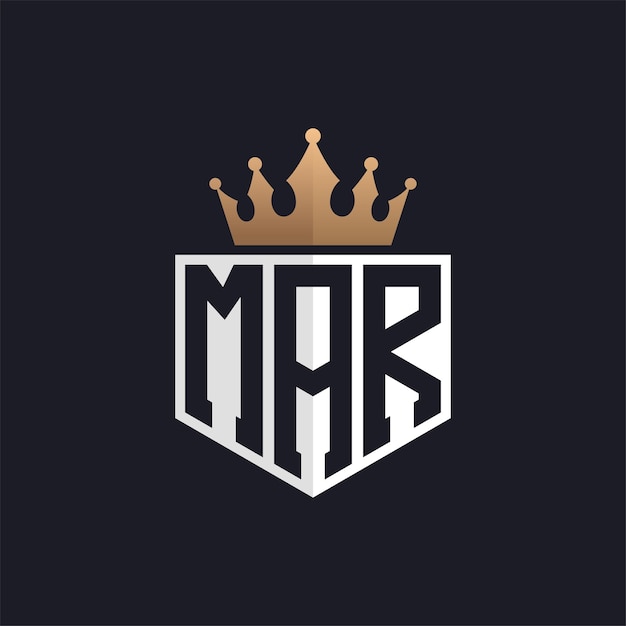 Logotipo de lujo MAR con corona iniciales elegantes logotipo de letra MAR para marcas exclusivas letra MAR monograma para empresas de alta gama