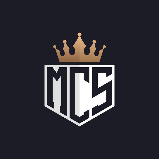 Logotipo de lujo de MCS con Corona Iniciales elegantes Logotipo de letra MCS para marcas exclusivas Carta Monograma MCS para empresas de alta gama