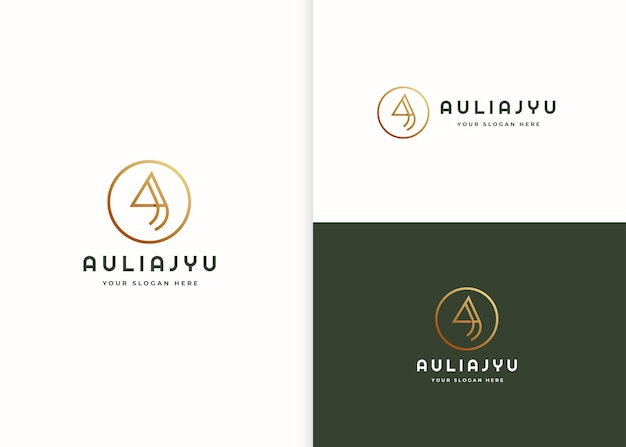 Logotipo de lujo minimalista letra A con plantilla de diseño en forma de círculo