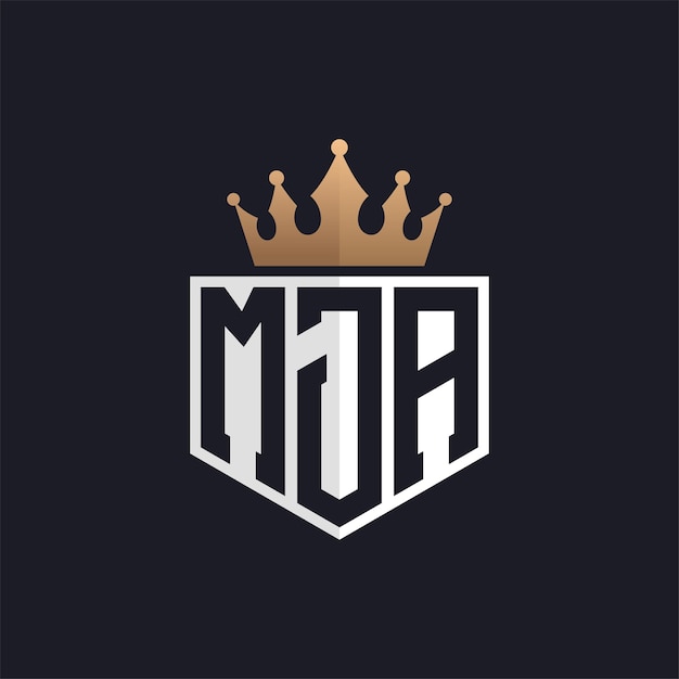 Logotipo de lujo de MJA con corona iniciales elegantes logotipo de letra MJA para marcas exclusivas letra MJA monograma para negocios de alta gama