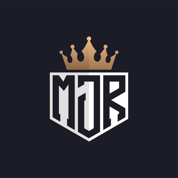 Logotipo de lujo de MJR con Corona Iniciales elegantes Logotipo de letra MJR para marcas exclusivas Monograma de letra M JR para negocios de alta gama