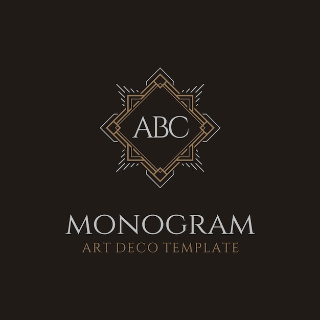 Logotipo de lujo del monograma de las iniciales de Art Deco del vintage