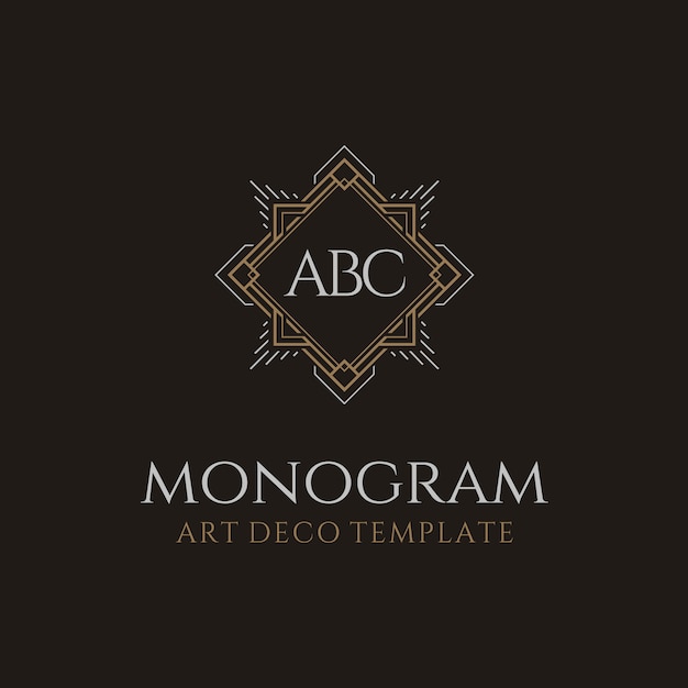 Logotipo de lujo del monograma de las iniciales de art deco del vintage