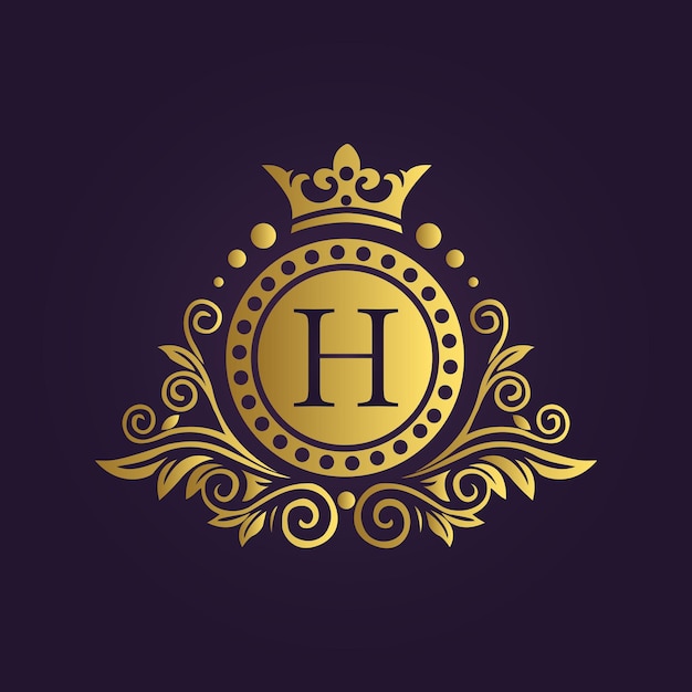 Logotipo de lujo con monograma de oro H