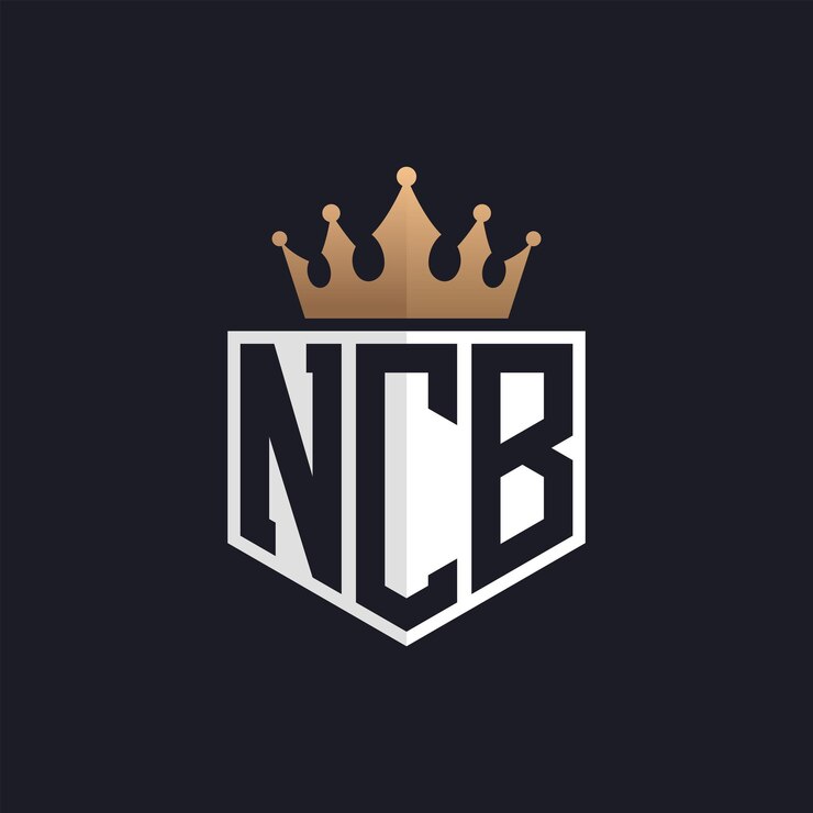 Vector el logotipo de lujo de ncb con la corona de las elegantes iniciales el logo de la carta de ncb para las marcas exclusivas el monograma de la letra de ncb para los negocios de alta gama
