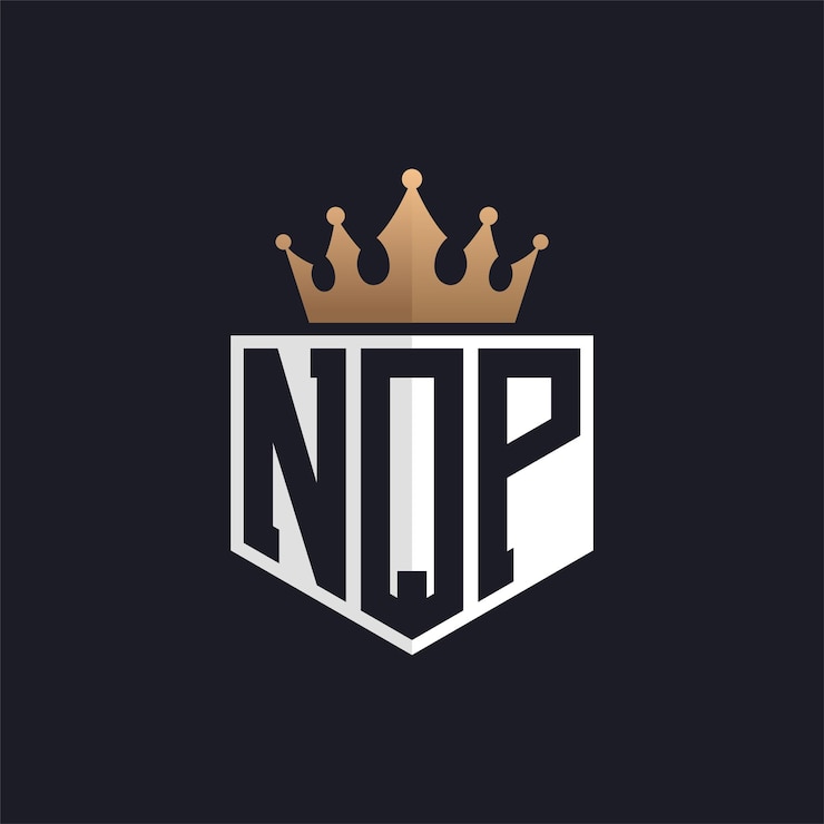 Vector logotipo de lujo de nqp con corona iniciales elegantes logotipo de letras nqp para marcas exclusivas carta monograma de nq p para empresas de alta gama