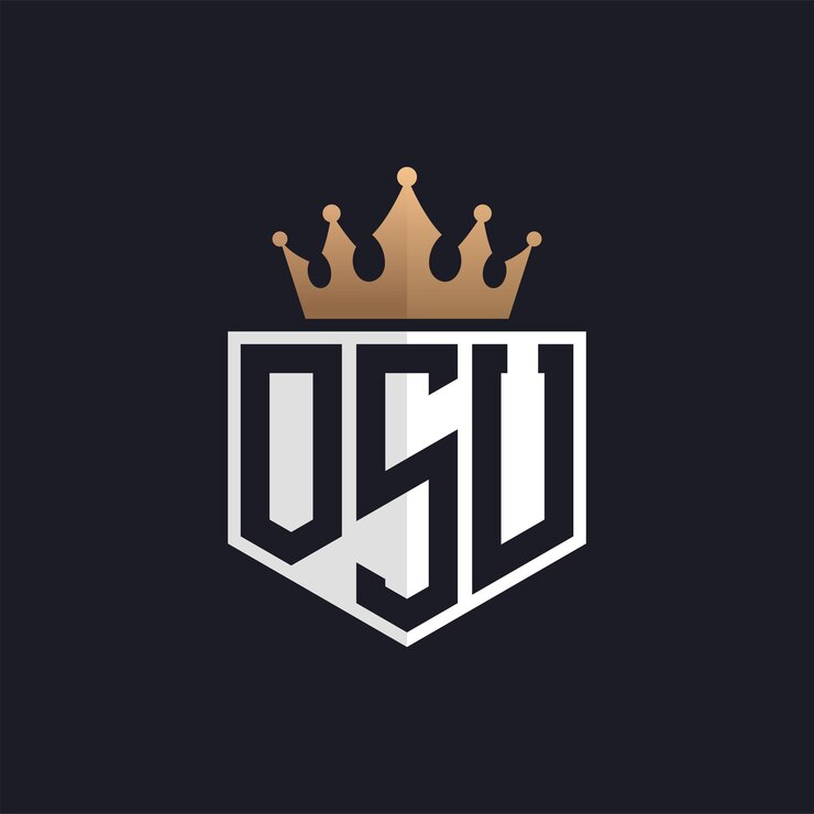 Vector logotipo de lujo de osu con corona iniciales elegantes logotipo de letra de osu para marcas exclusivas monograma de letra osu para empresas de alta gama