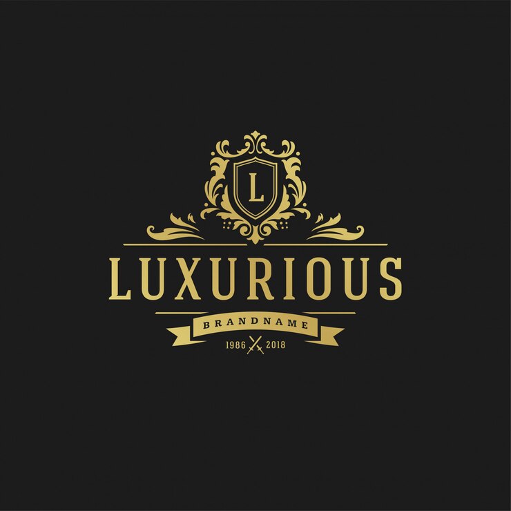 Vector logotipo de lujo plantilla diseño vector ilustración victoriana viñetas adornos.