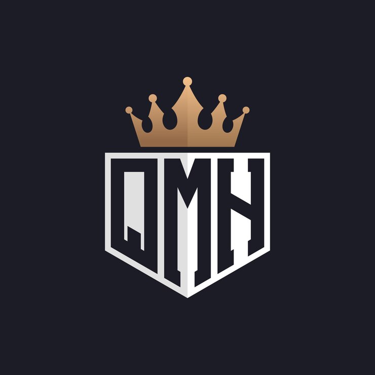 Vector logotipo de lujo qmh con corona iniciales elegantes logotipo de letra qmh para marcas exclusivas carta qmh monograma para empresas de alta gama