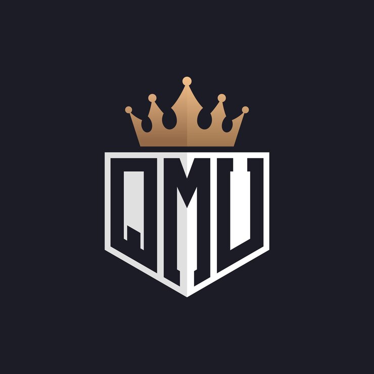 Vector logotipo de lujo de qmu con corona iniciales elegantes logotipo de letra qmu para marcas exclusivas carta monograma de qmu para empresas de alta gama