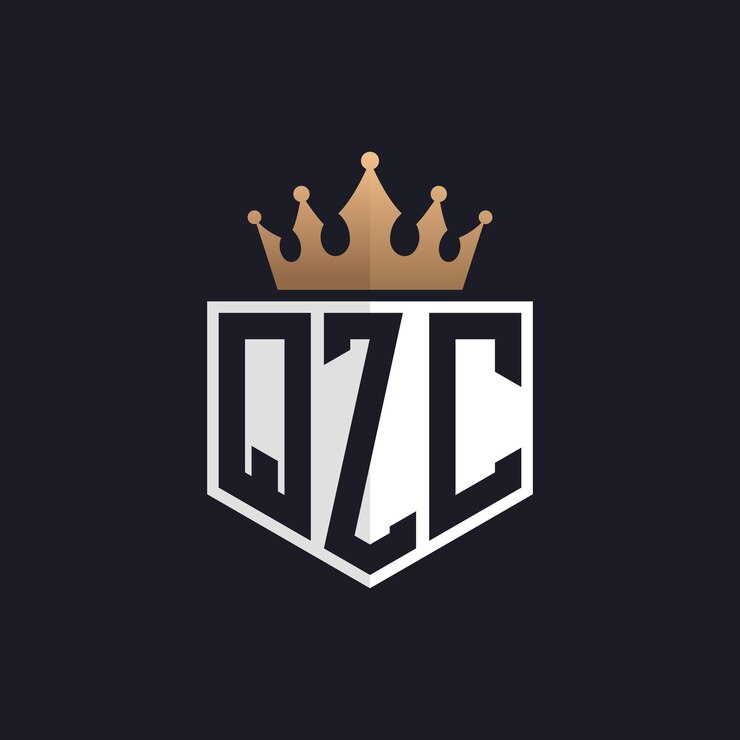 Vector logotipo de lujo de qzc con corona iniciales elegantes logotipo de letra qzc para marcas exclusivas carta qzc monograma para negocios de alta gama