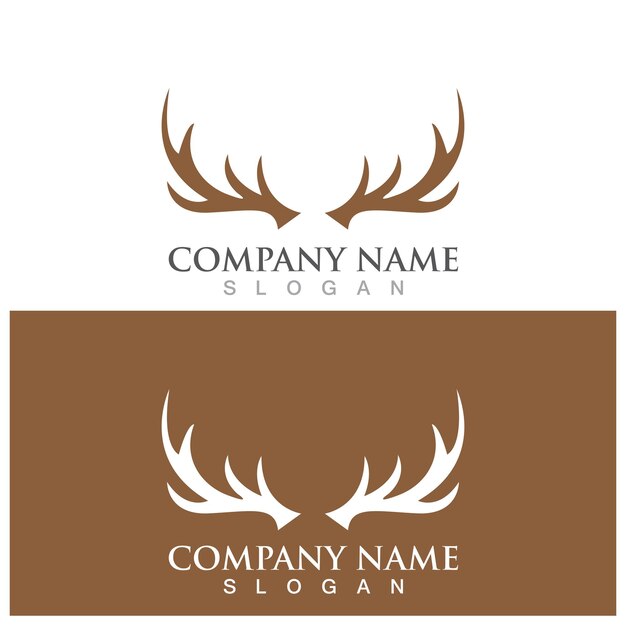 Logotipo de lujo simple de asta de ciervo y plantilla de vector