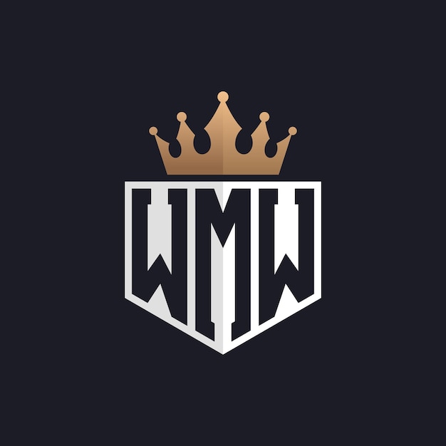 Logotipo de lujo de WMW con Corona Iniciales elegantes Logotipo de letra WMW para marcas exclusivas Carta Monograma WMW para empresas de alta gama