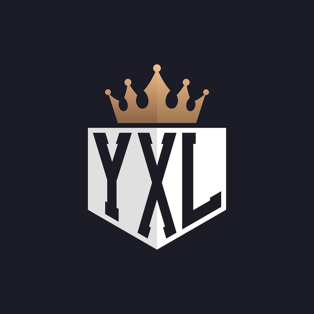 Logotipo de lujo YXL con corona Iniciales elegantes Logotipo de letras YXL para marcas exclusivas Monograma de letras Y XL para empresas de alta gama