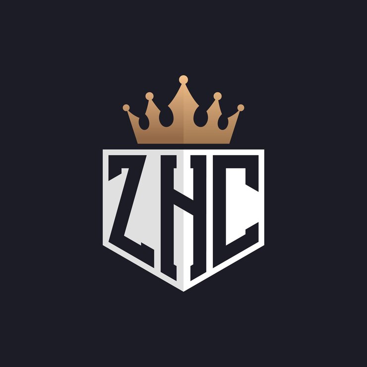 Vector logotipo de lujo de zhc con corona iniciales elegantes logotipo de letra zhc para marcas exclusivas carta monograma zhc para empresas de alta gama