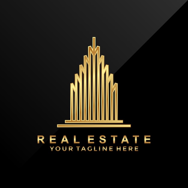 Logotipo lujoso de las propiedades inmobiliarias