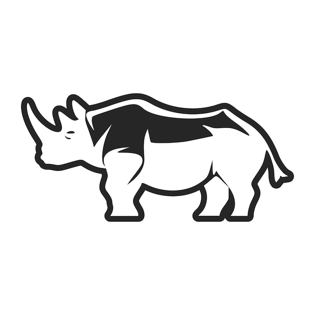 Logotipo de luz en blanco y negro con un rinoceronte encantador