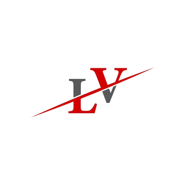 Logotipo LV minimalista con línea diagonal dinámica
