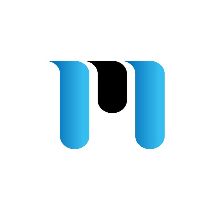 Vector logotipo m creativo, logotipo inicial limpio simple azul