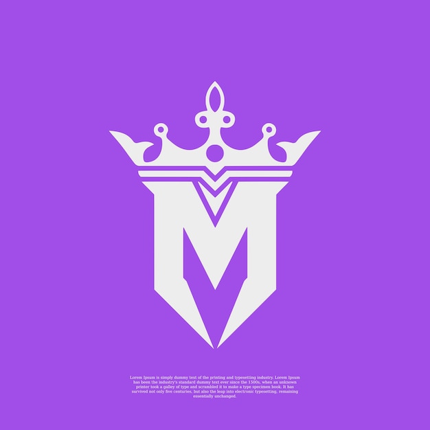 Vector logotipo m con logotipo de monograma de corona