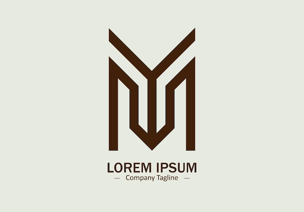 El logotipo de M Y, la silueta del vector del icono de M Y y el diseño aislado