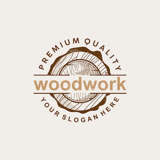 Logotipo de madera capas de grano de madera diseño de industria de carpintería vectorial plantilla minimalista sencilla ilustración
