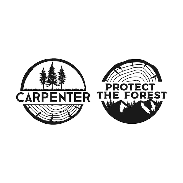 Logotipo de madera y carpintero