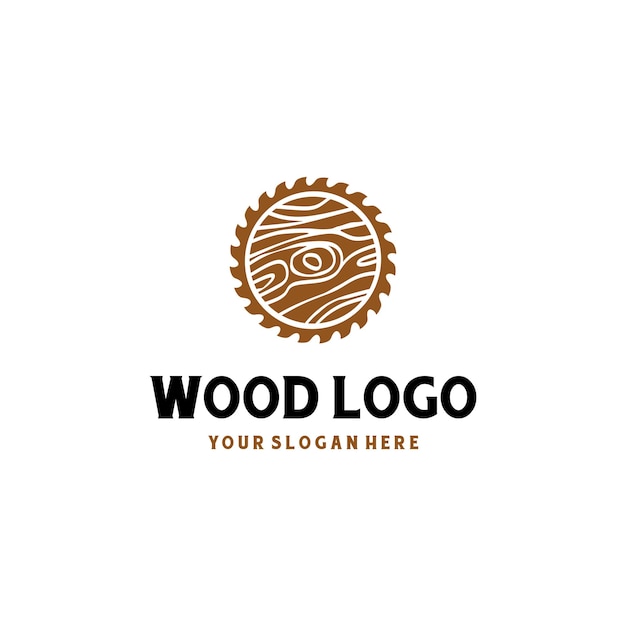 logotipo de madera con diseño de sierra Vector