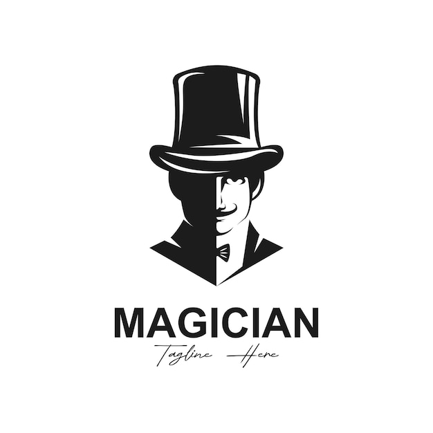 logotipo del mago vector icono ilustración diseño logotipo adecuado para emblema insignia comunidad y industria del entretenimiento