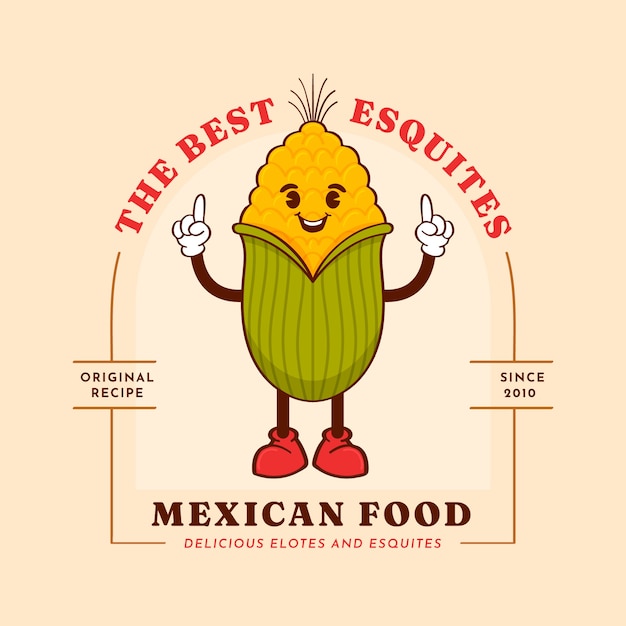 Logotipo de maíz sonriente dibujado a mano