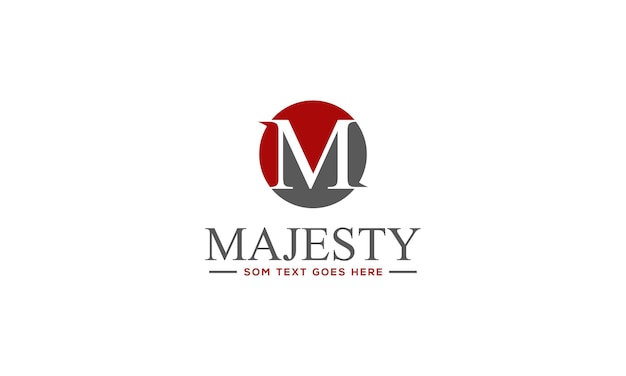 Logotipo de majestad con un círculo rojo y una letra m