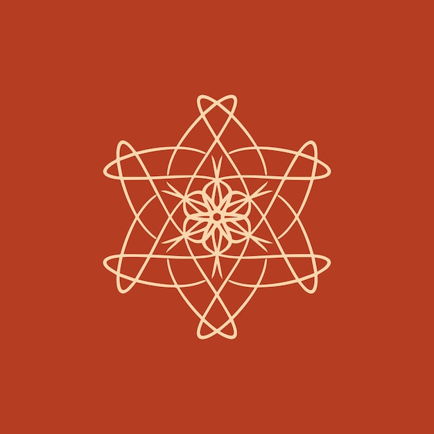 logotipo de mandala floral abstracto en crema y marrón anaranjado adecuado para un elegante símbolo ornamental de lujo
