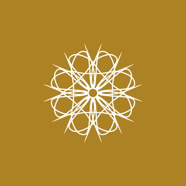 logotipo de mandala floral púrpura blanco y dorado abstracto adecuado para un símbolo ornamental elegante y lujoso