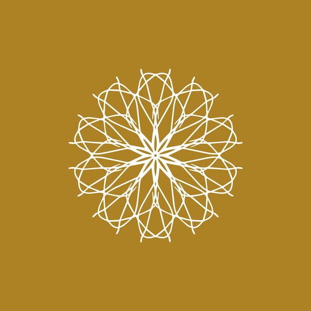 logotipo de mandala floral púrpura blanco y dorado abstracto adecuado para un símbolo ornamental elegante y lujoso