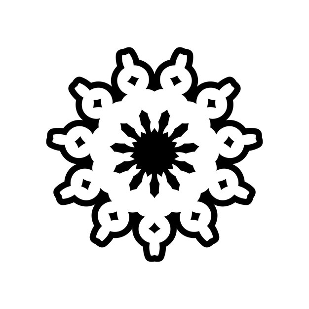 Logotipo de mandala indio en blanco y negro Elemento aislado para el diseño y la coloración sobre un fondo blanco