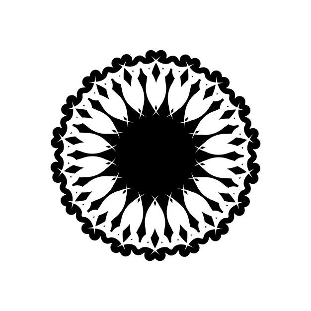 Logotipo de mandala indio logotipo en blanco y negro Elemento aislado para el diseño y la coloración sobre un fondo blanco