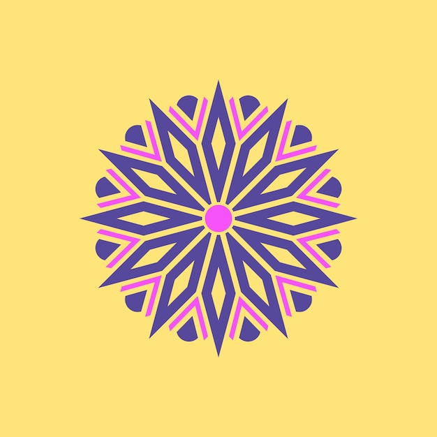 Logotipo de Mandala simple con plantilla de vector de fondo amarillo