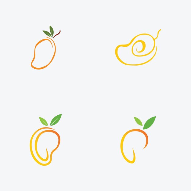 Logotipo de mango Diseño de fruta Estilo minimalista simple Jugo de fruta Vector Icono Símbolo Ilustración