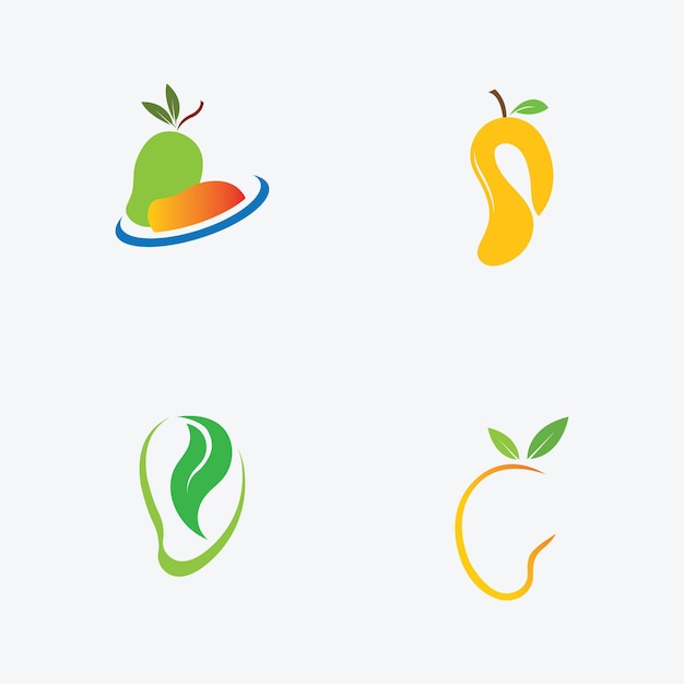 Logotipo de mango Diseño de fruta Estilo minimalista simple Jugo de fruta Vector Icono Símbolo Ilustración