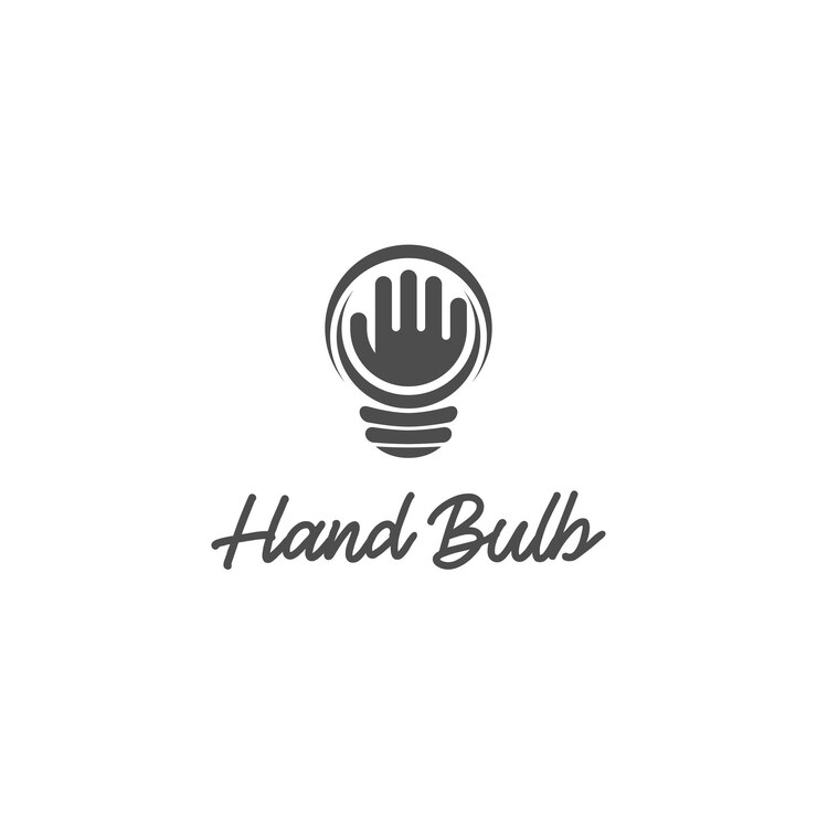 logotipo de mano bombilla