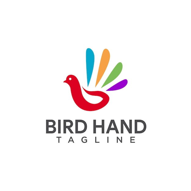 Vector logotipo de la mano del pájaro