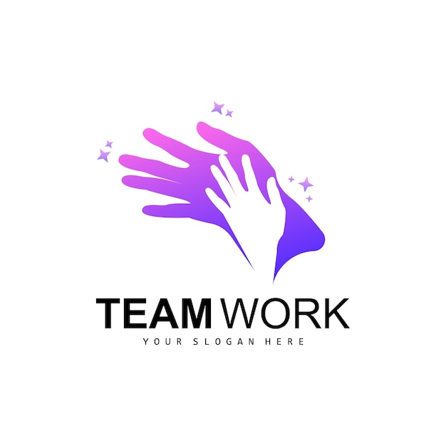 Logotipo de la mano Trabajo en equipo Vector Equipo Empresa Diseño Salud corporal Cuidado de las manos Reciclaje
